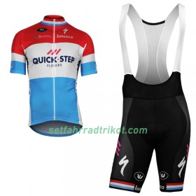 Fahrradbekleidung Radtrikot Kurzarm + Trägershorts 2018 Quick-Step Floors Luxemburgischer Meister